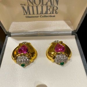 Vintage Nolan Miller clip on earrings “goddess of love” never worn